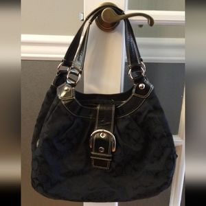 Coach large black Hobo bag - Signature C fabric exterior with COA